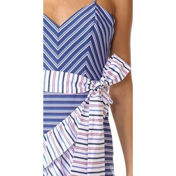 NWT PARKER Sz 8 BROOKLYN RUFFLED STRIPED MINI DRESS In MULTI STRIPE $268 - Picture 3 of 9